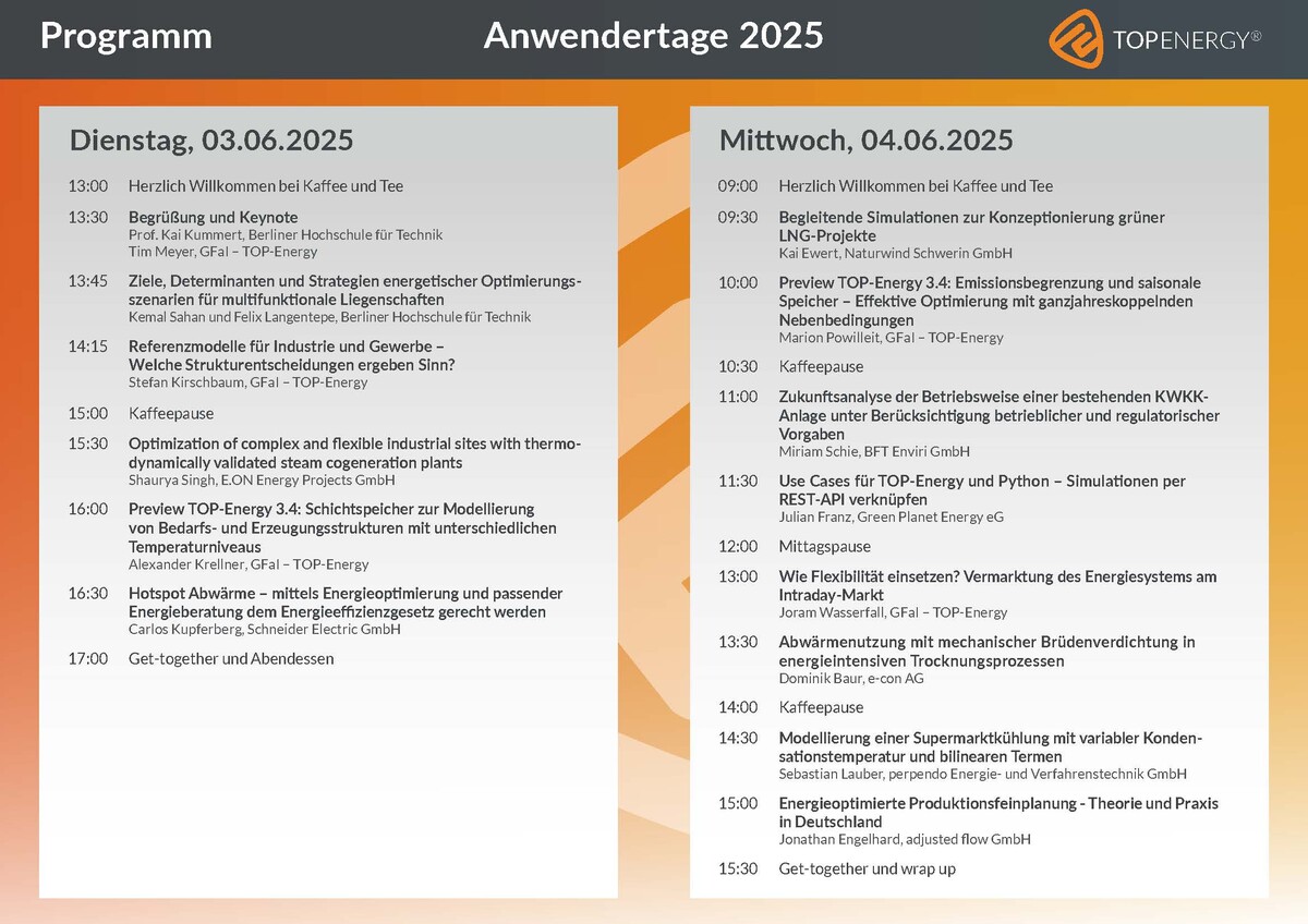 Programm Anwendertage 2025